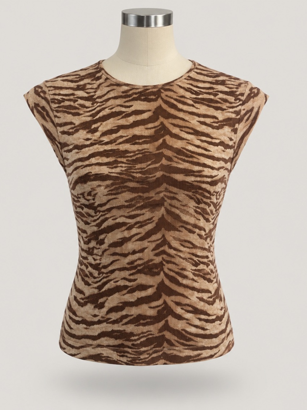 Lauren Ralph Lauren Active Tiger Print Waffle Knit Tee Large